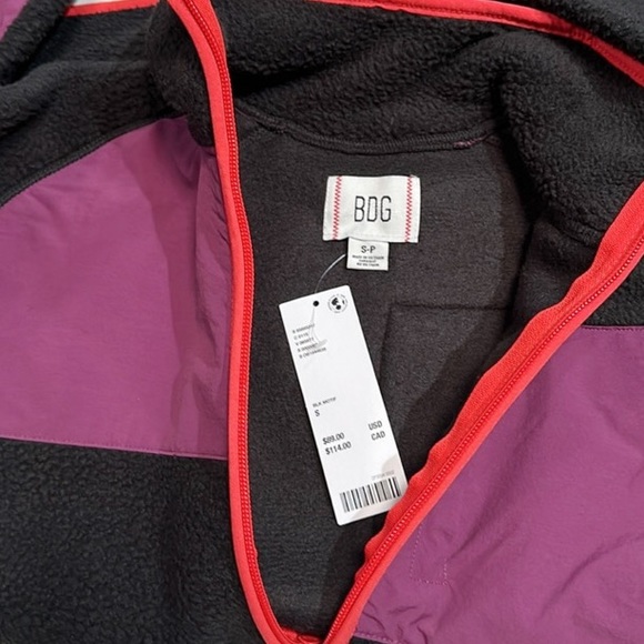 NEW UO Bruce Fleece Spliced Zip Up Jacket - Picture 4 of 8